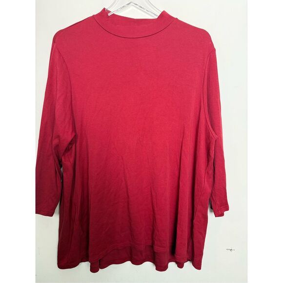 J. Jill Women's Pullover Knit Top Red Long Sleeve Mock Neck 2X Casual Solid Comf - Picture 1 of 4